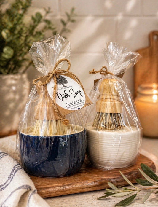 Solid Dish Soap & Scrub Brush Set | Eco-Friendly Kitchen Kit
